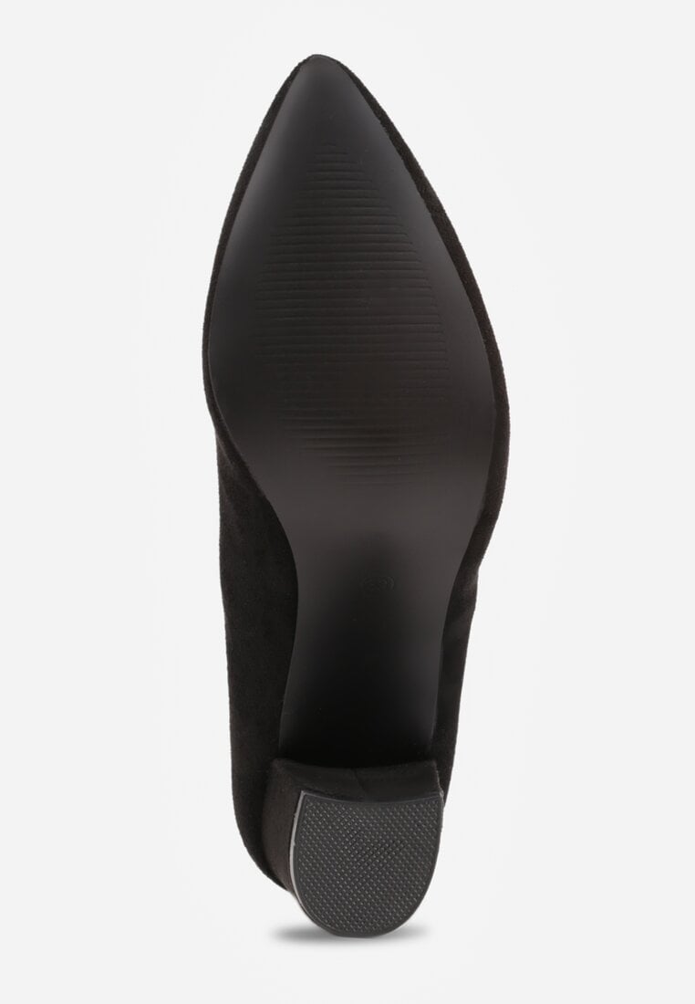 Czarne Casualowe Czółenka na Słupku z Wkładką ze Skóry Naturalnej Maidra