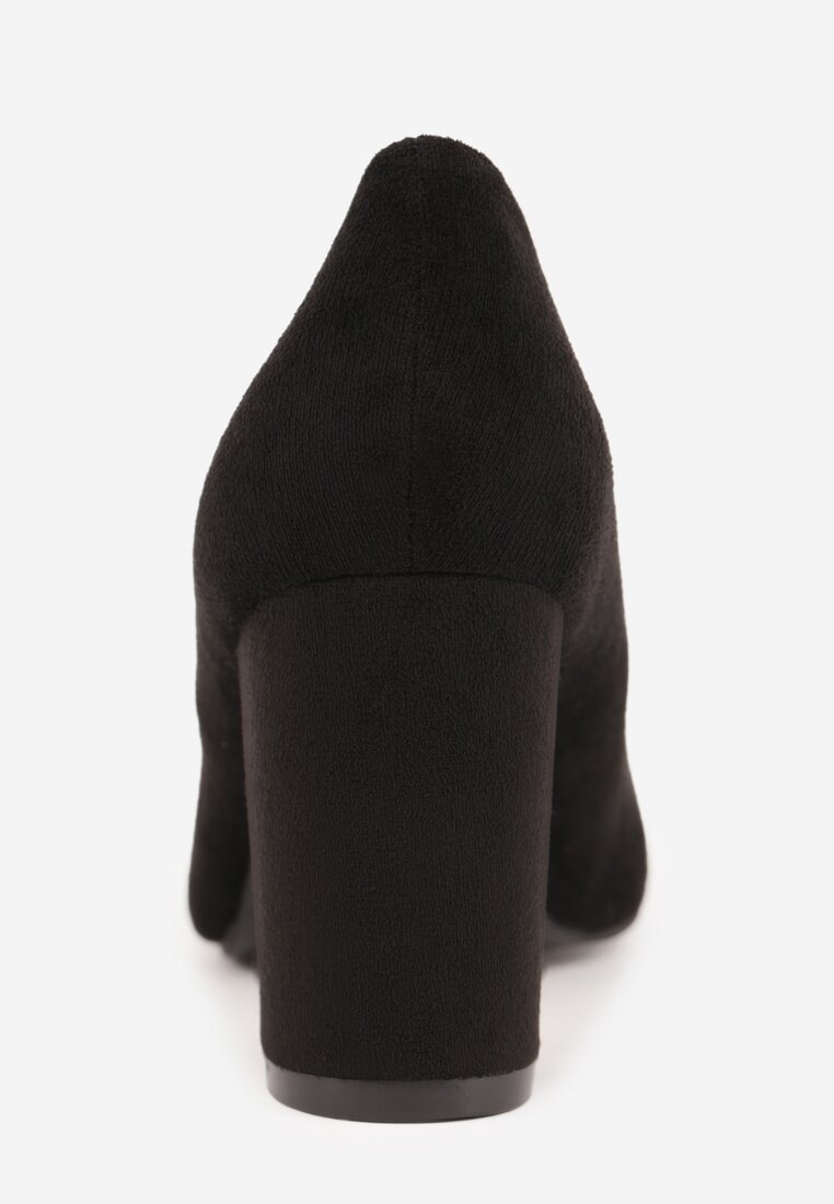 Czarne Casualowe Czółenka na Słupku z Wkładką ze Skóry Naturalnej Maidra