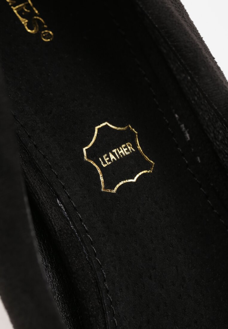 Czarne Casualowe Czółenka na Słupku z Wkładką ze Skóry Naturalnej Maidra