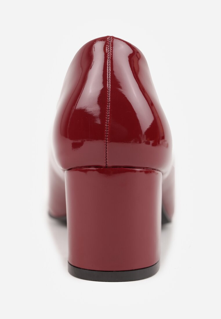 Bordowe Czółenka Vices Lakierowane na Słupku z Wkładką ze Skóry Naturalnej Tinaselle