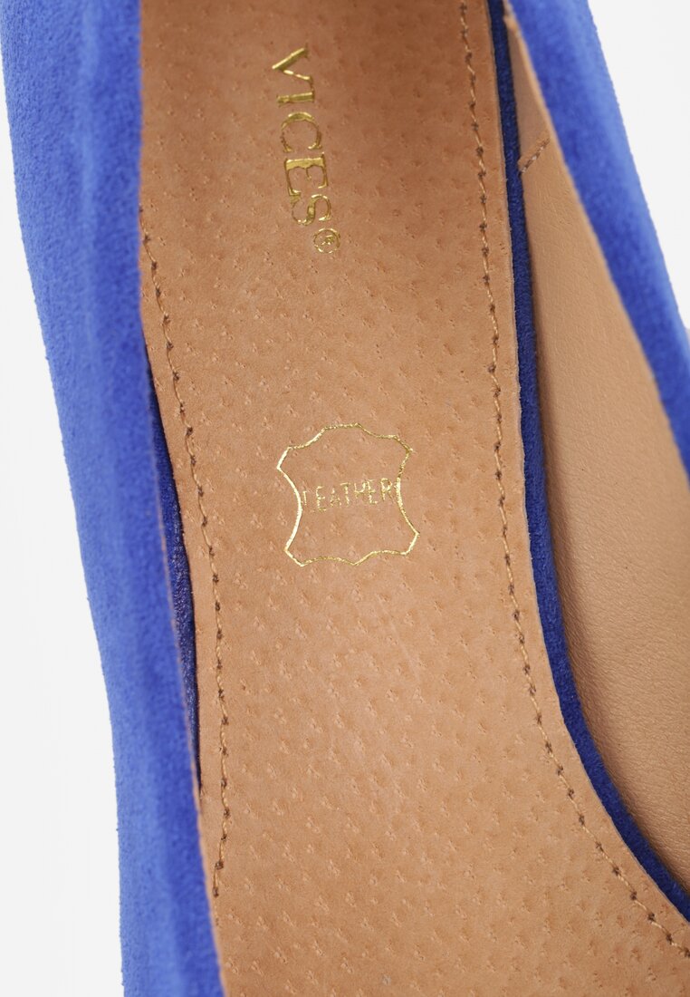 Niebieskie Czółenka na Słupku Vices ze Skórzaną Wkładką Savirae