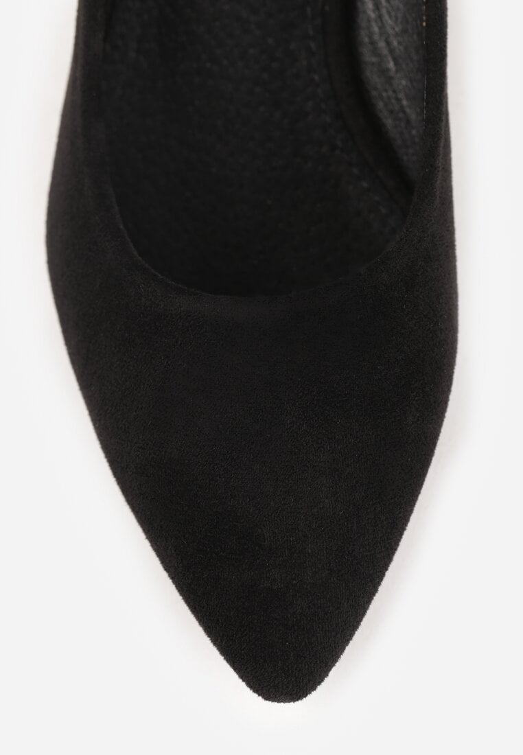 Czarne Czółenka na Słupku z Wkładką ze Skóry Naturalnej i Szpiczastym Noskiem Tialani