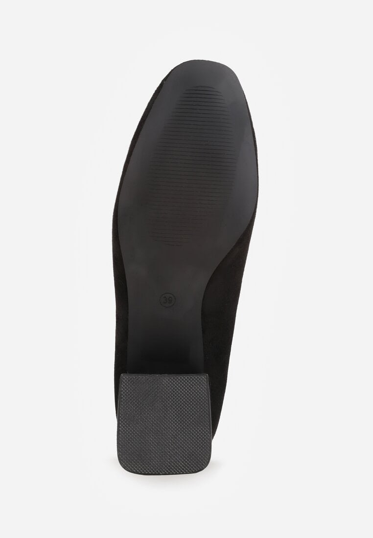 Czarne Czółenka z Wkładką z Naturalnej Skóry i Metaliczną Wstawką Sariann