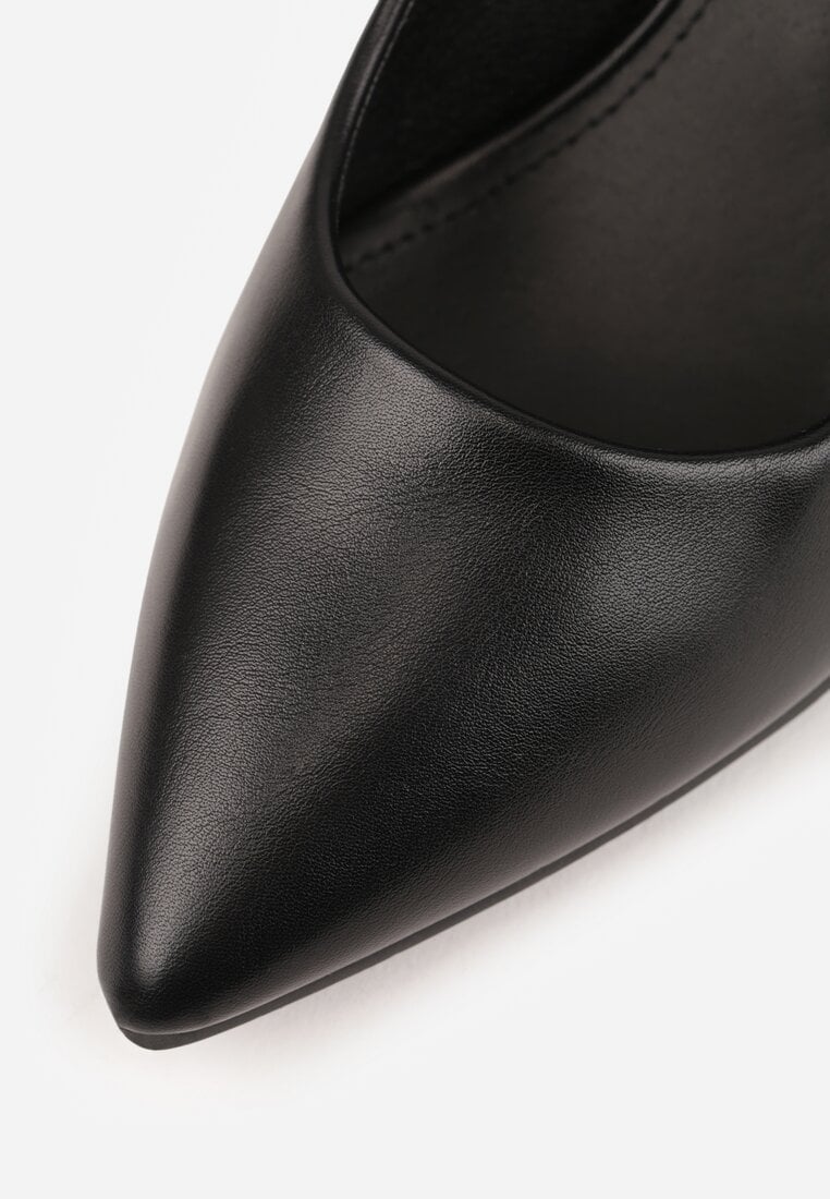 Czarne Casualowe Czółenka na Szpilce z Wkładką ze Skóry Naturalnej Lerelit
