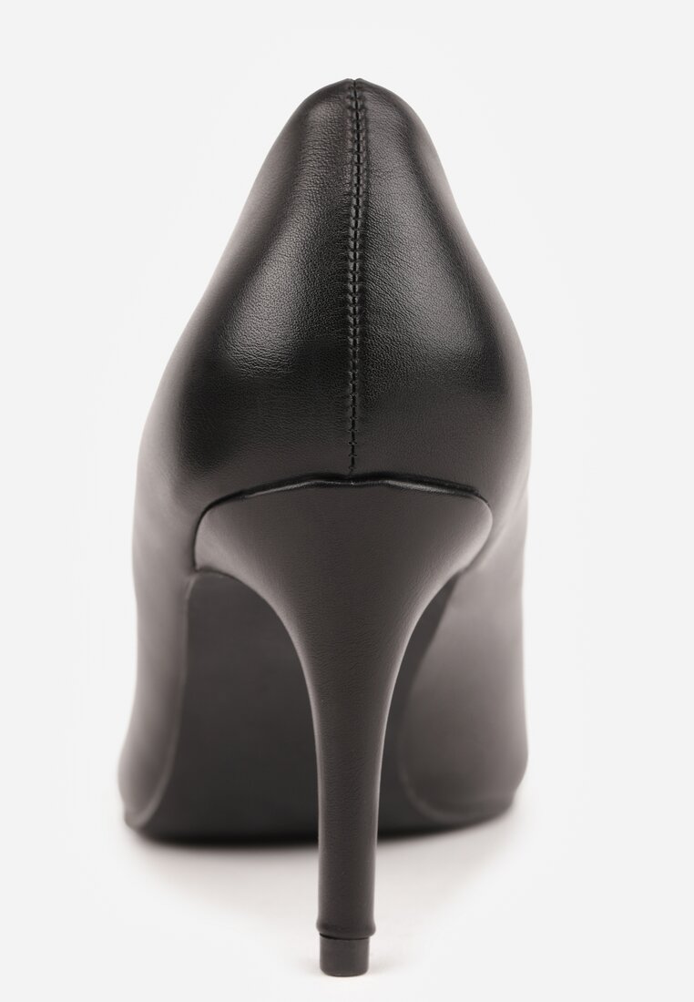 Czarne Casualowe Czółenka na Szpilce z Wkładką ze Skóry Naturalnej Lerelit