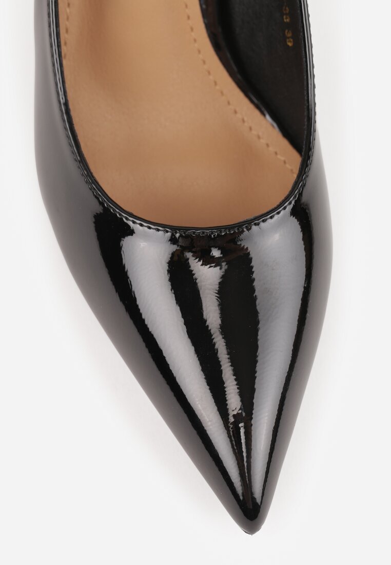 Czarne Czółenka Szpilki z Paskiem na Sprzączkę Romirida