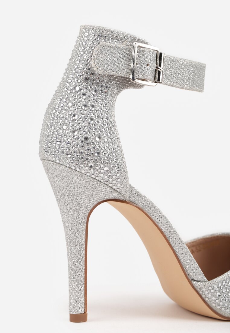 Srebrne Szpilki Vices z Drobnymi Cyrkoniami i Skórzaną Wkładką Vortinia