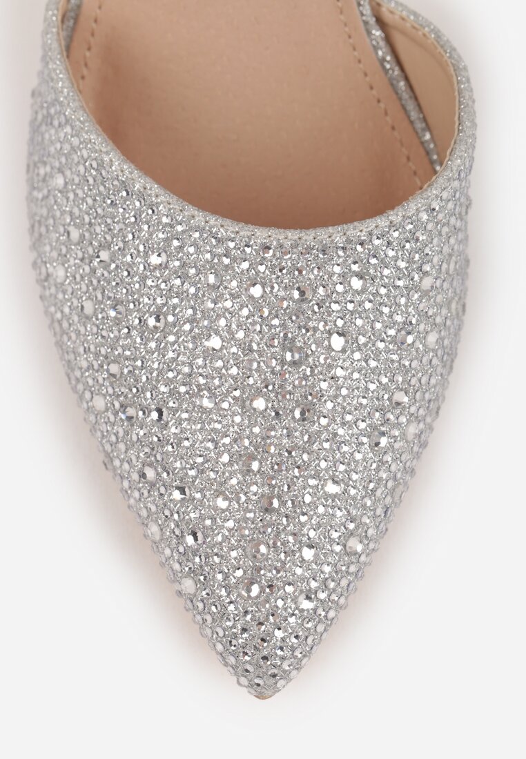 Srebrne Szpilki Vices z Drobnymi Cyrkoniami i Skórzaną Wkładką Vortinia