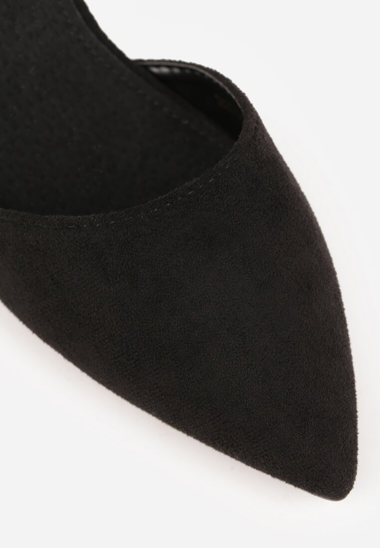 Czarne Czółenka na Słupku Vices ze Skórzaną Wkładką i Paskiem przy Kostce Nurilora