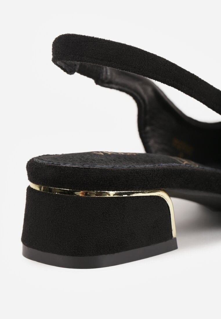 Czarne Sandały Vices na Stożku z Wkładką ze Skóry Naturalnej Bez Pięty Selenis