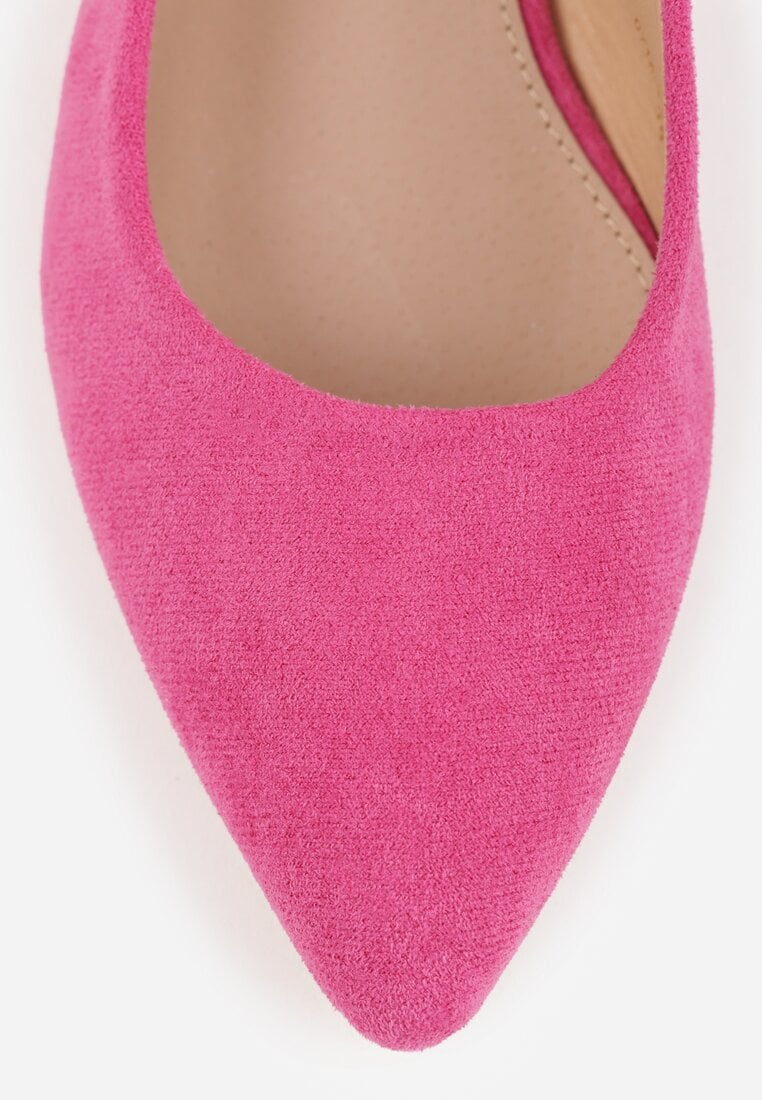 Fuksjowe Sandały Vices na Stożku z Wkładką ze Skóry Naturalnej Bez Pięty Selenis