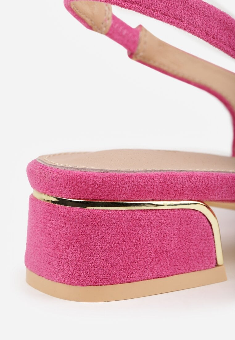 Fuksjowe Sandały Vices na Stożku z Wkładką ze Skóry Naturalnej Bez Pięty Selenis