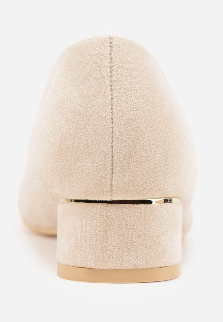 Beżowe Czółenka na Słupku Vices z Wkładką ze Skóry Naturalnej Anniriel