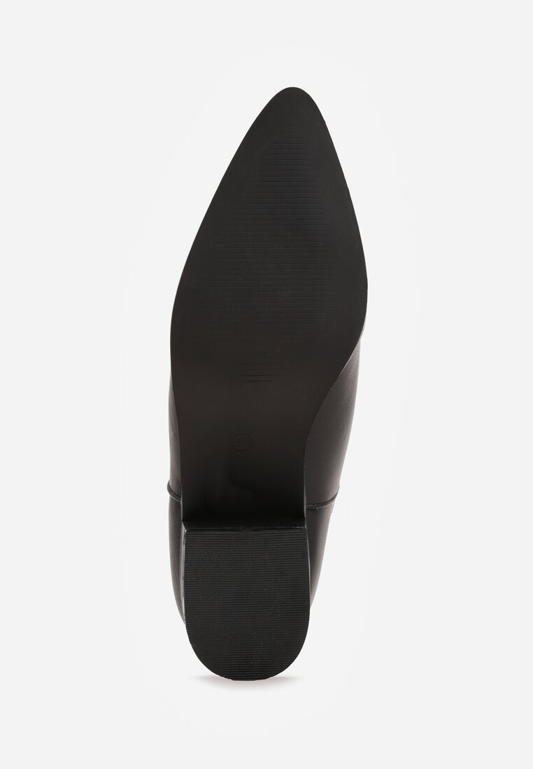 Czarne Botki na Słupku Vices Ozdobione Wycięciem Annavin