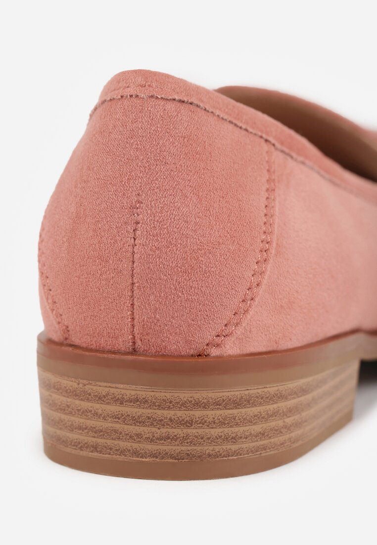 Różowe Mokasyny Vices z Wkładką ze Skóry Naturalnej Zdobione Łańcuszkiem Delariona