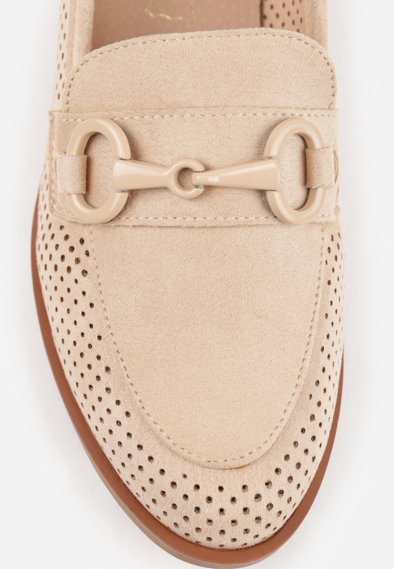 Beżowe Mokasyny Vices z Perforacją z Wkładką ze Skóry Naturalnej Felithria