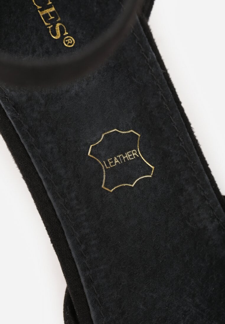 Czarne Czółenka Vices na Szpilce z Wkładką ze Skóry Naturalnej i Ozdobnym Paskiem Selarae