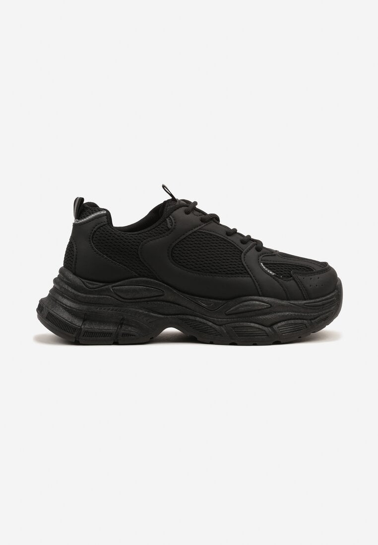 Czarne Sneakersy Vices na Platformie Ozdobione Tłoczeniem Natiselle