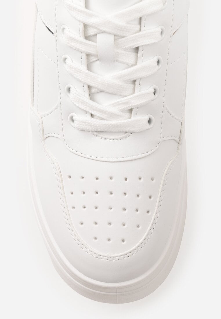 Biało-Srebrne Sneakersy Vices na Platformie Ozdobione Metalicznymi Aplikacjami Nelanil