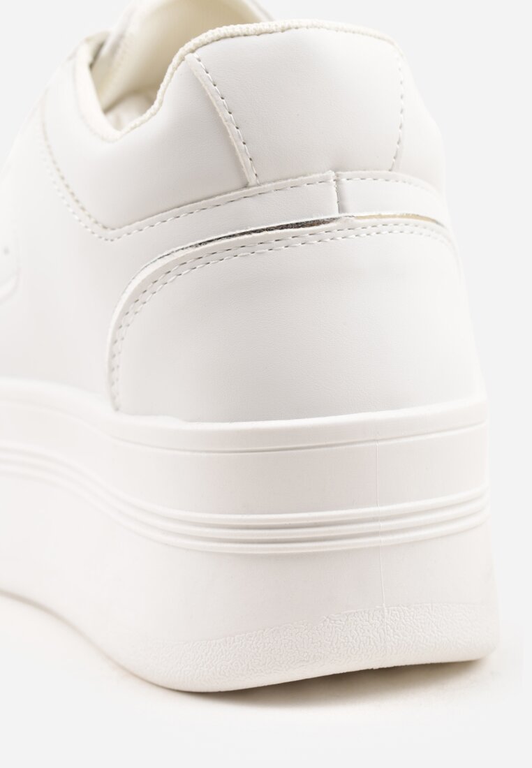 Biało-Srebrne Sneakersy Vices na Platformie Ozdobione Metalicznymi Aplikacjami Nelanil