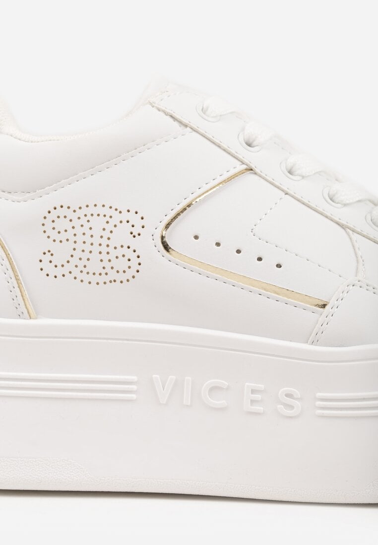 Sneakers Nelanil Alb cu auriu