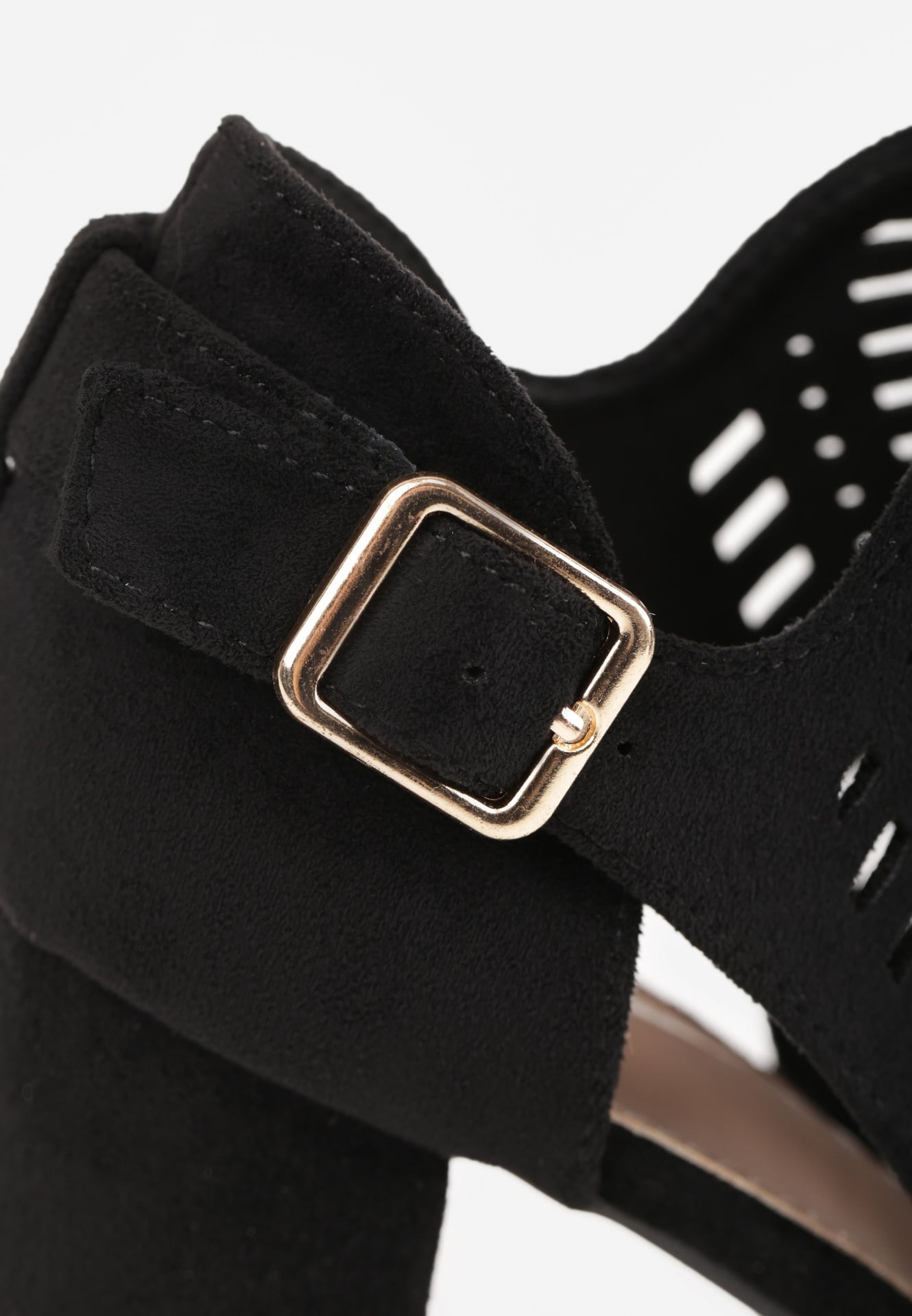 Czarne Sandały Vices na Słupku z Ażurowym Wzorem Klamrą i Wycięciem Feliyra