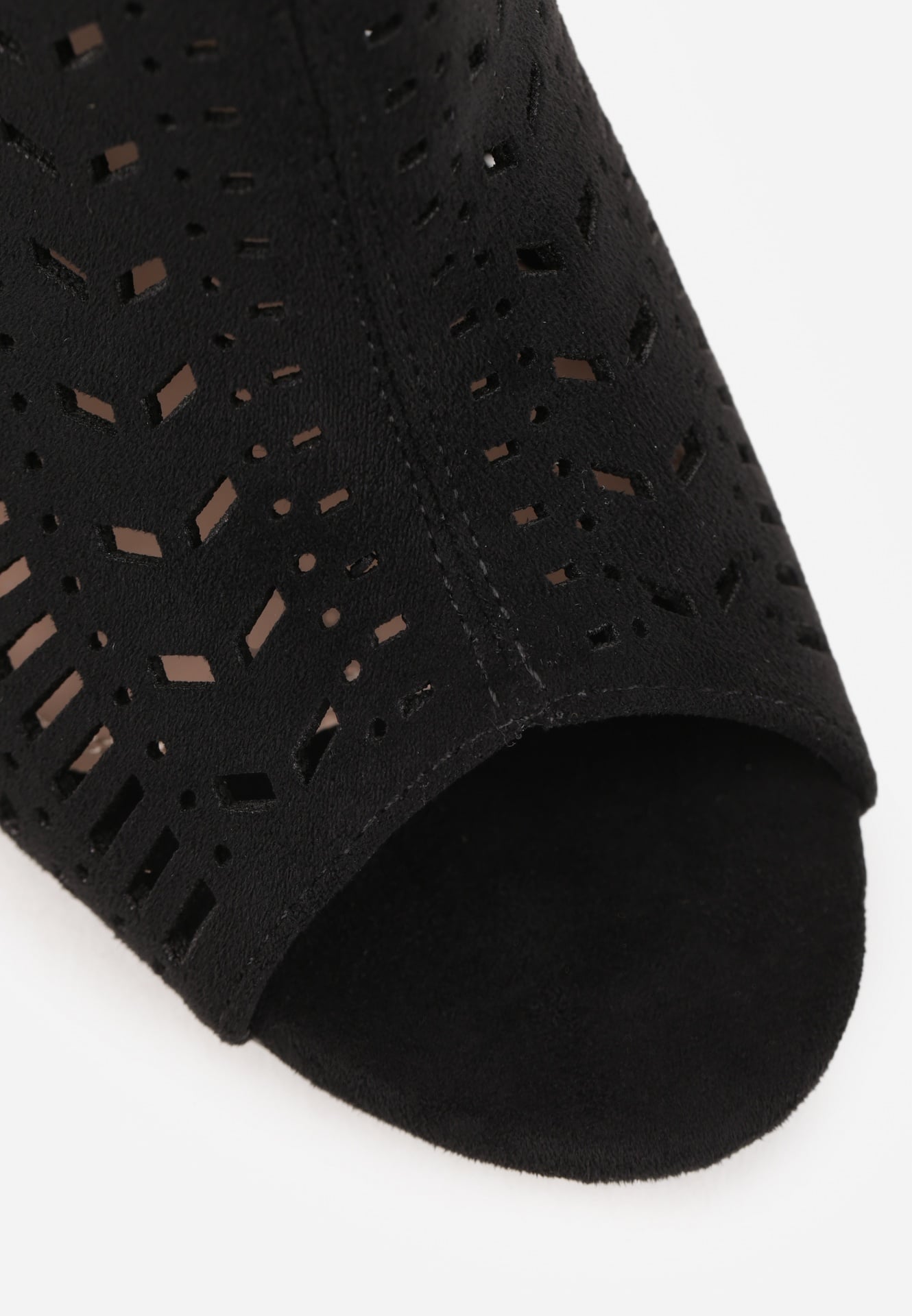 Czarne Sandały Vices na Słupku z Ażurowym Wzorem Klamrą i Wycięciem Feliyra