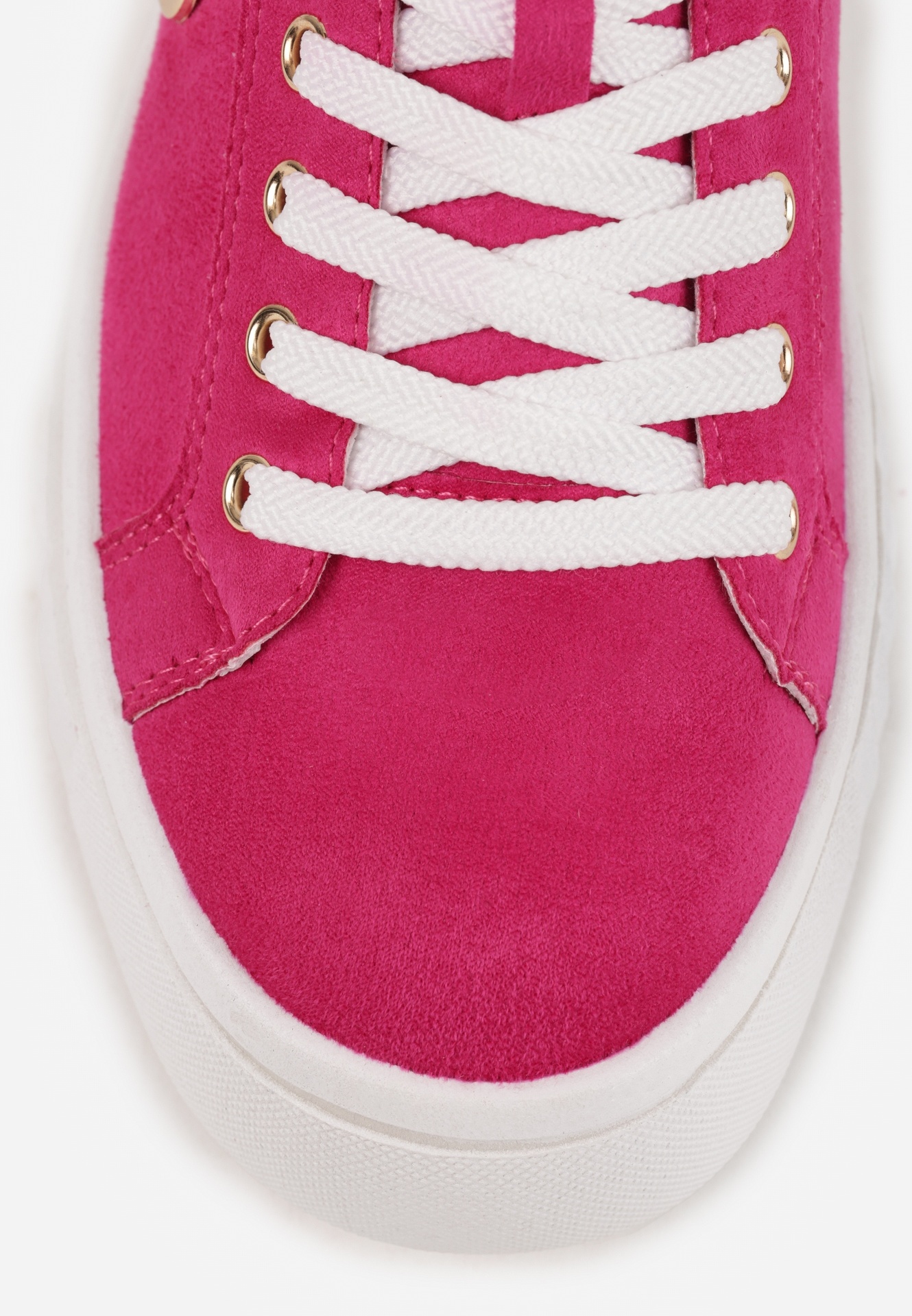 Fuksjowe Sznurowane Sneakersy Vices na Platformie z Tłoczeniem i Metaliczną Aplikacją Lavfedi