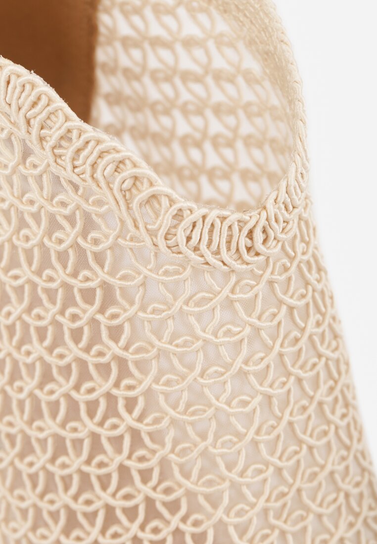 Jasnobeżowe Eleganckie Ażurowe Sandały Vices na Szpilce Nelithin