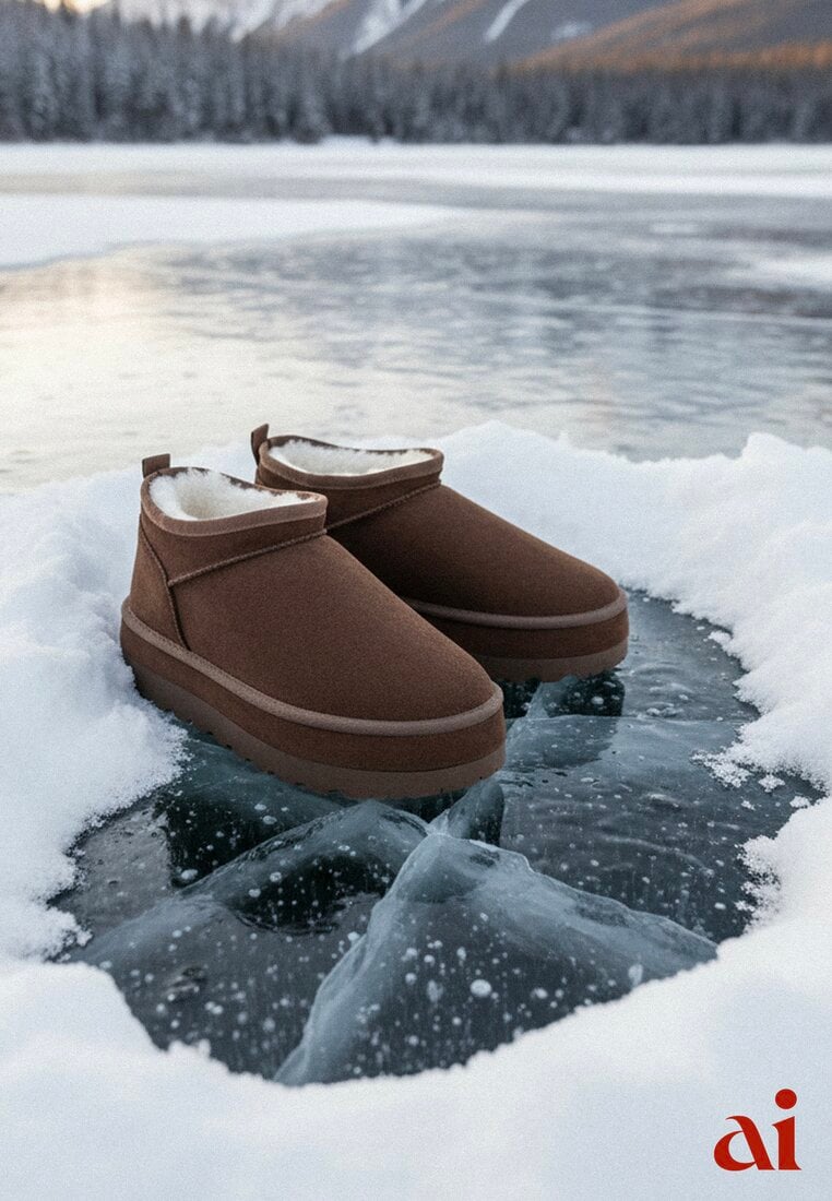 Brązowe Krótkie Śniegowce Vices z Ozdobną Lamówką Olfedi