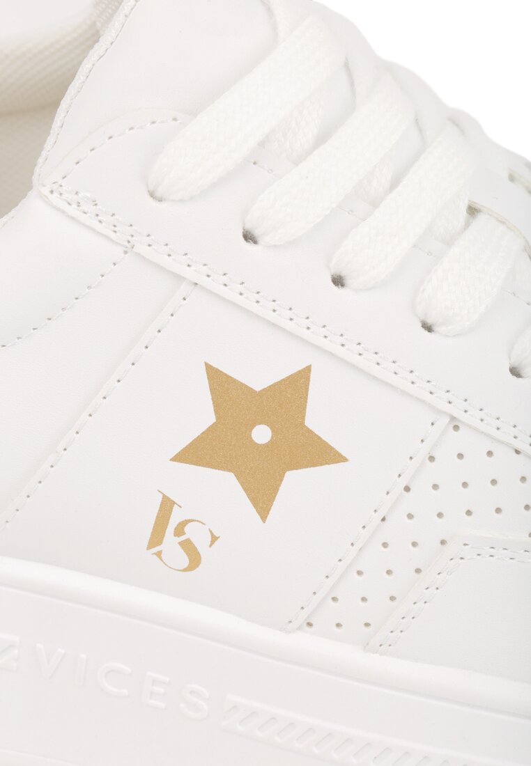 Biało-Złote Sneakersy Vices na Platformie z Gwiazdką Fenarra