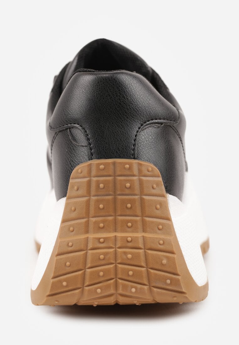 Czarne Sneakersy Vices na Platformie Ozdobione Metaliczną Aplikacją Nelviera