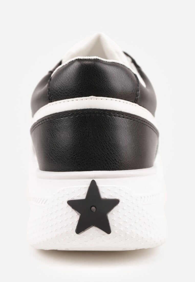 Czarno-Białe Sneakersy Vices na Platformie z Perforacją i Geometryczną Aplikacją Vilvesia