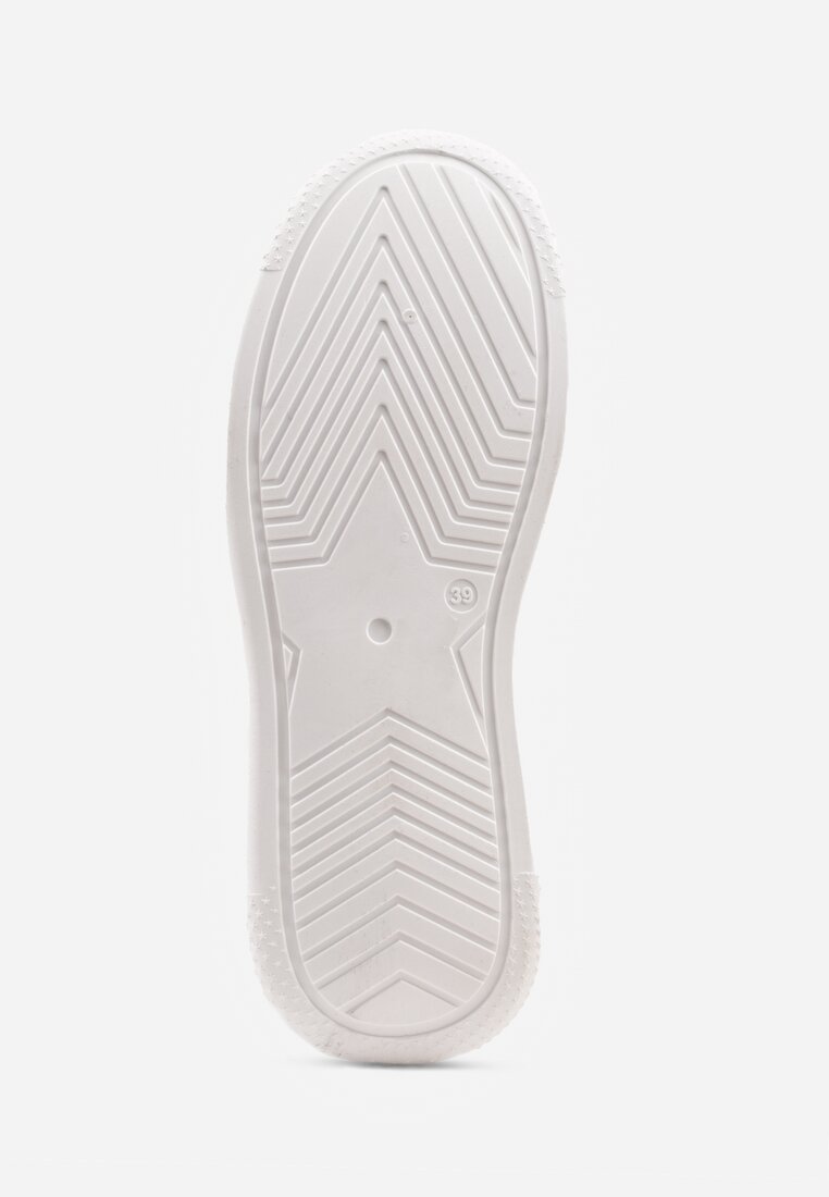 Beżowo-Białe Sneakersy Vices na Platformie z Perforacją i Geometryczną Aplikacją Vilvesia