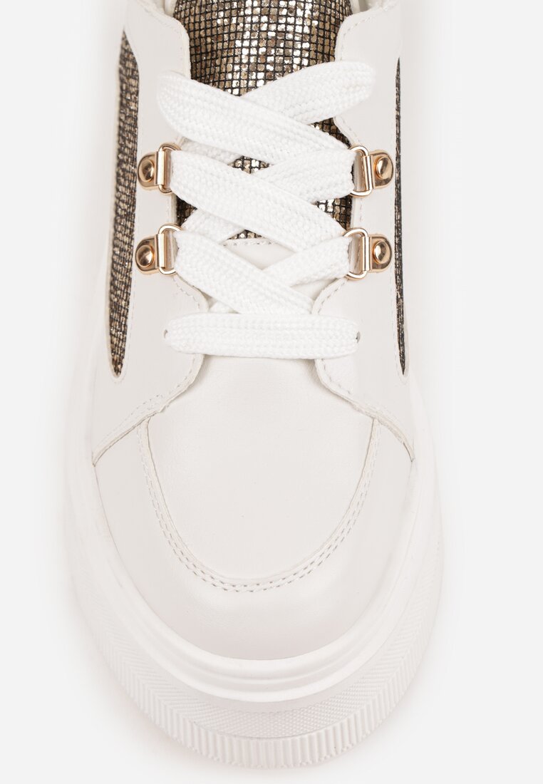Białe Sneakersy Vices na Platformie Ozdobione Brokatem Ldivana