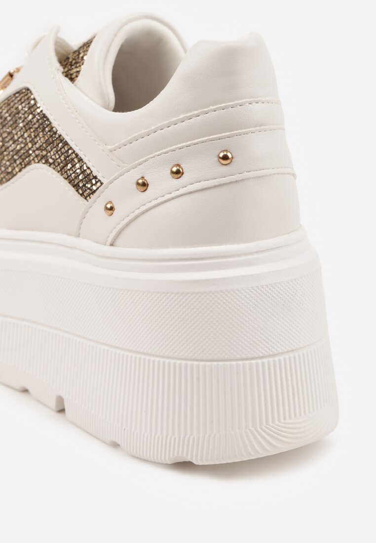 Białe Sneakersy Vices na Platformie Ozdobione Brokatem Ldivana