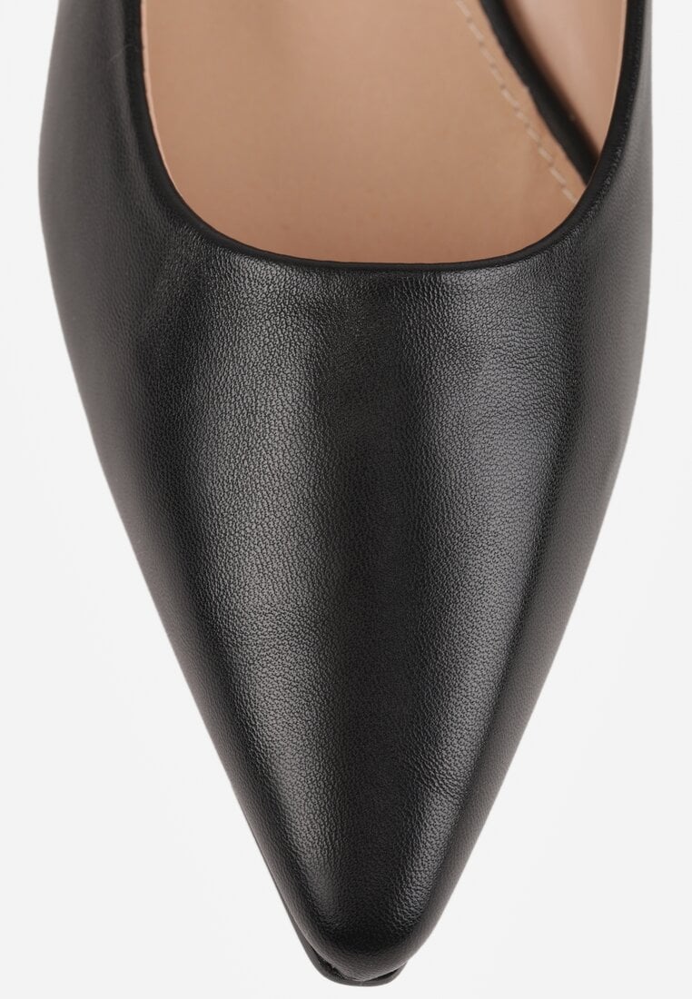 Czarne Czółenka Vices na Słupku ze Skórzaną Wkładką Zizelle