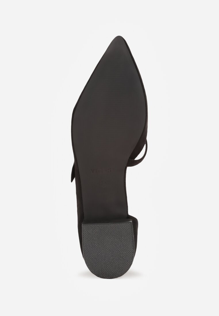 Czarne Czółenka Vices na Płaskiej Podeszwie ze Skórzaną Wkładką z Supełkiem Liliarine