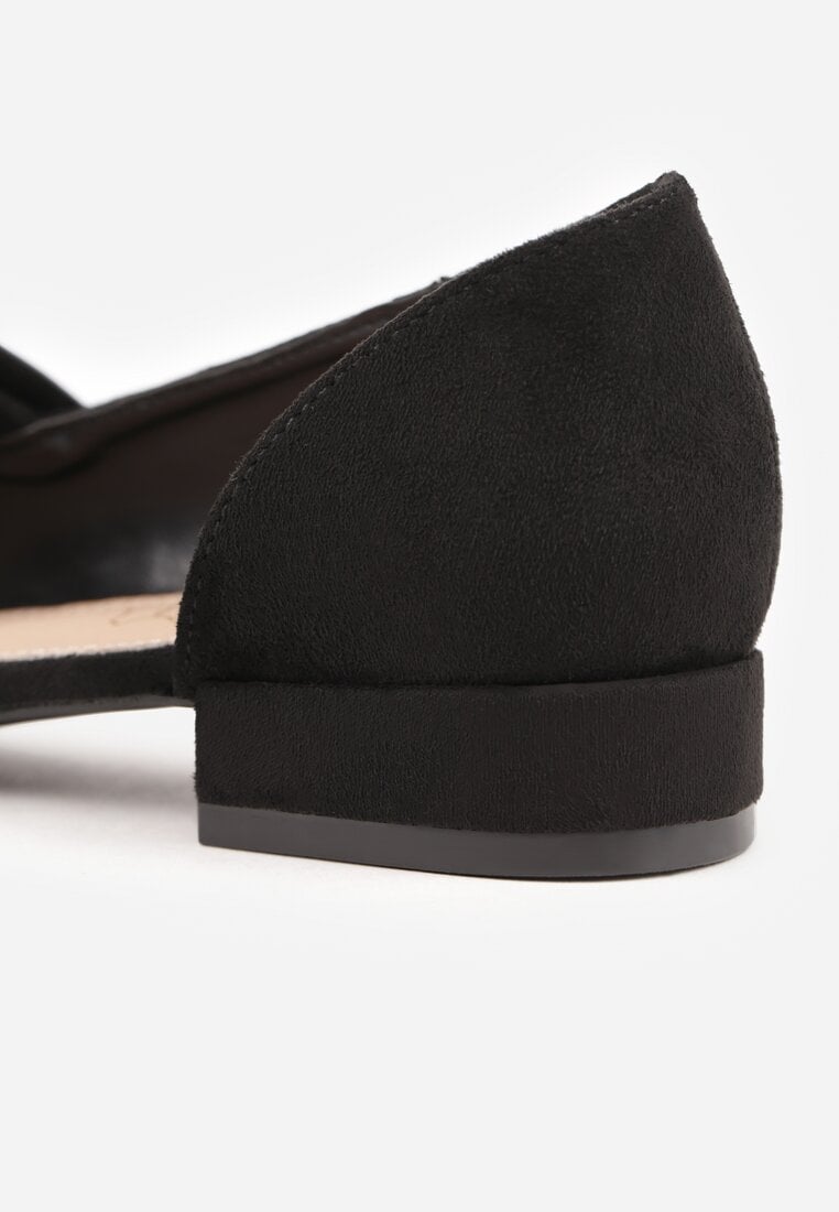 Czarne Czółenka Vices na Płaskiej Podeszwie ze Skórzaną Wkładką z Supełkiem Liliarine