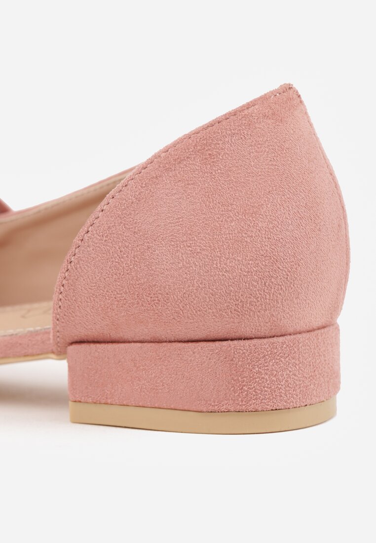 Różowe Czółenka Vices na Płaskiej Podeszwie ze Skórzaną Wkładką z Supełkiem Liliarine