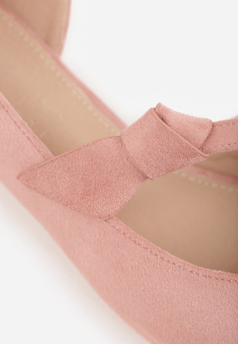 Różowe Czółenka Vices na Płaskiej Podeszwie ze Skórzaną Wkładką z Supełkiem Liliarine