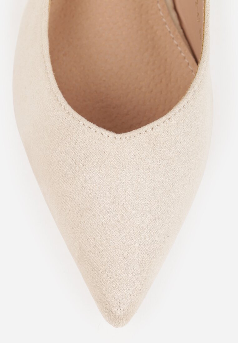 Beżowe Sandały Slingback Vices z Wkładką ze Skóry Naturalnej Annisae