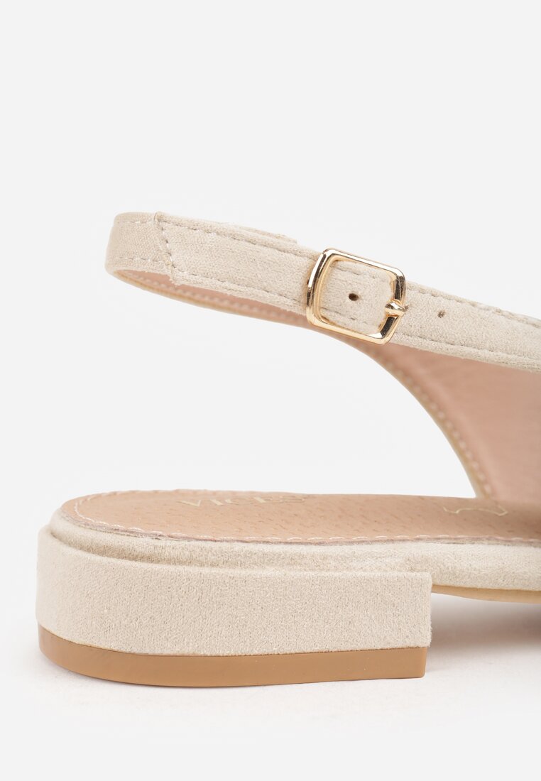 Beżowe Sandały Slingback Vices z Wkładką ze Skóry Naturalnej Annisae