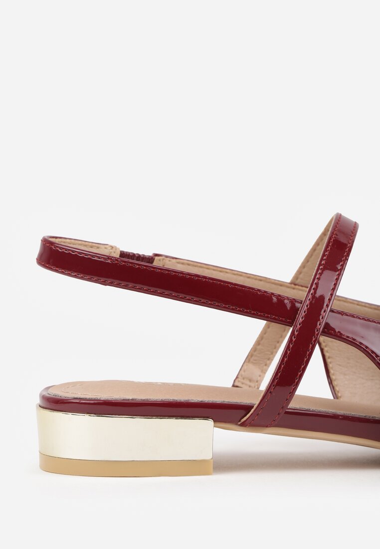 Bordowe Sandały Vices Typu Slingback ze Skórzaną Wkładką i Metaliczną Ozdobą Milozi