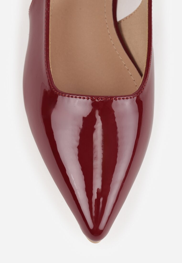 Bordowe Sandały Vices Typu Slingback ze Skórzaną Wkładką i Metaliczną Ozdobą Milozi