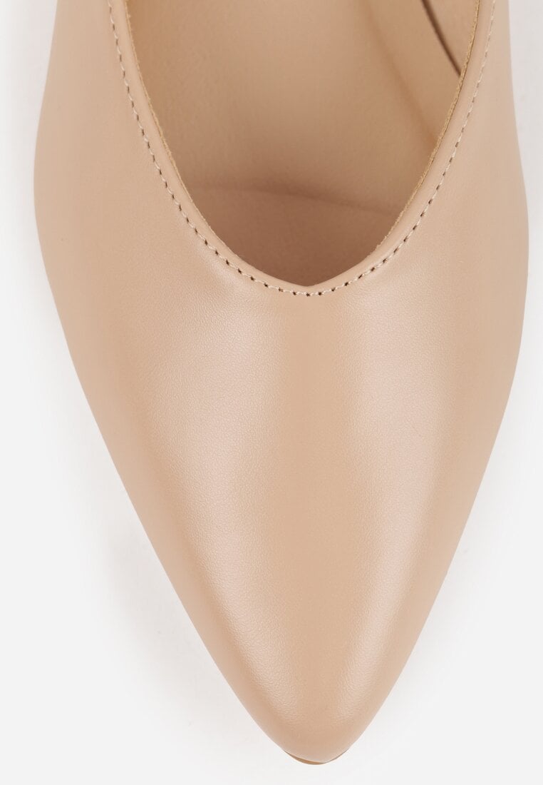 Ciemnobeżowe Balerinki Vices Ozdobione Migdałowym Noskiem Neoranea