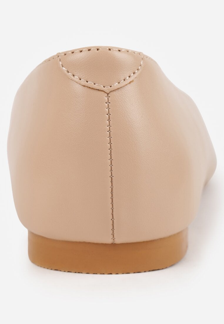 Ciemnobeżowe Balerinki Vices Ozdobione Migdałowym Noskiem Neoranea