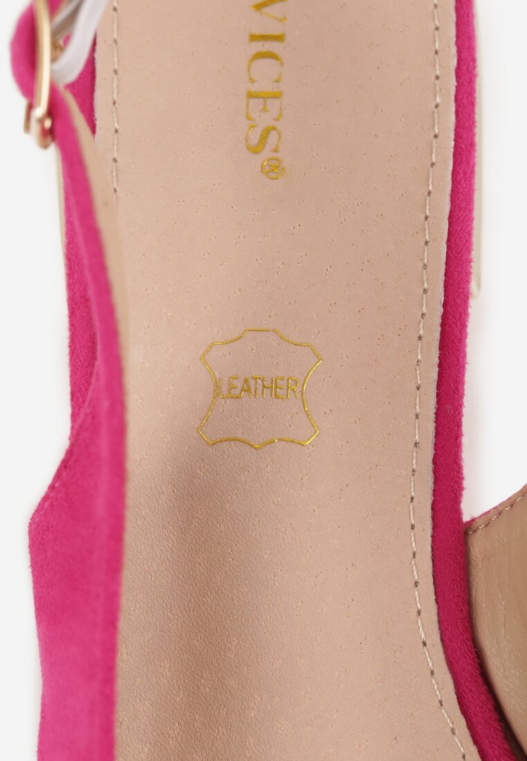 Fuksjowe Sandały Slingback Vices z Wkładką ze Skóry Naturalnej Galeresa