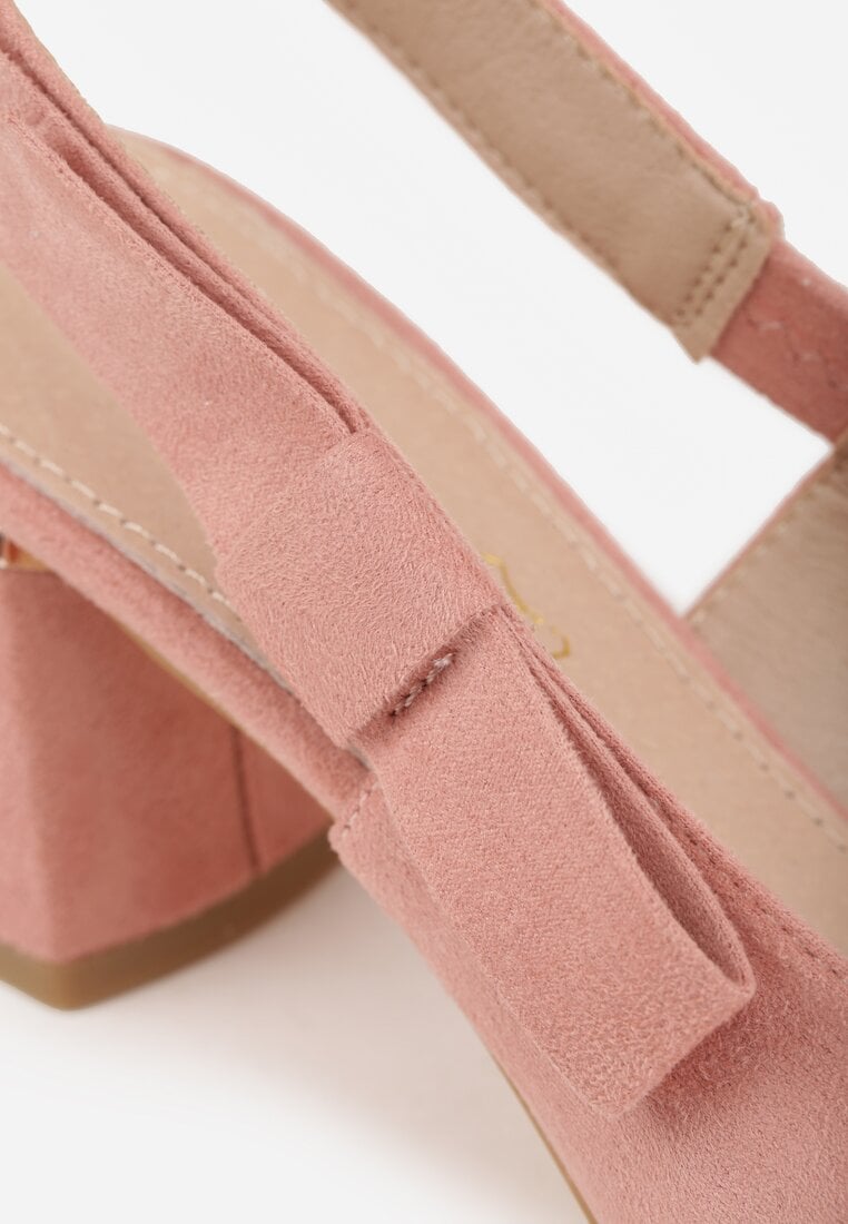 Różowe Sandały na Słupku Vices Slingback ze Skórzaną Wkładką Vevoline