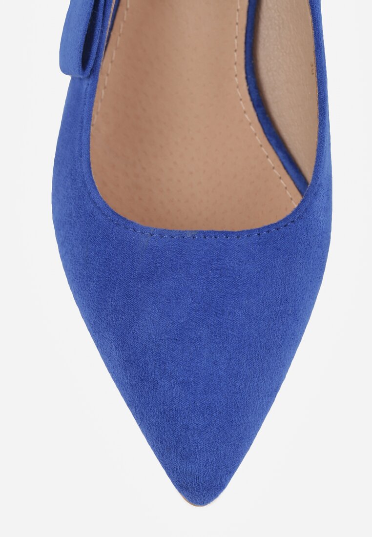 Niebieskie Sandały na Słupku Vices Slingback ze Skórzaną Wkładką Vevoline